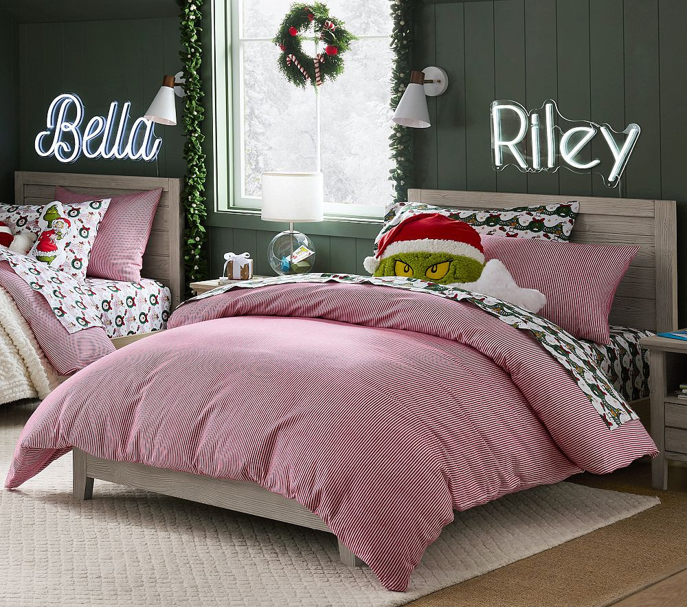 Yarn-Dyed Flannel Stripe Organic Duvet Cover & Shams | Pottery Barn Kids