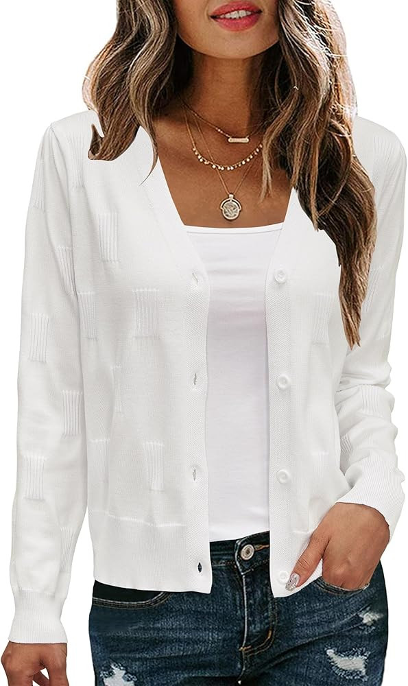Arach&Cloz Women's Soft Cropped Cardigan Casual Lightweight Shrug Sweater Tops | Amazon (US)
