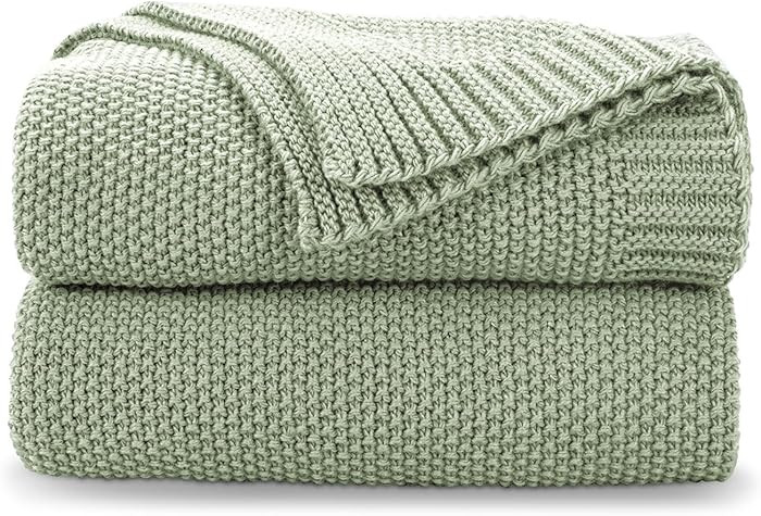 CozeCube Sage Green Throw Blanket for Couch, Soft Cozy Cable Knit Throw for Bed Sofa Living Room,... | Amazon (US)