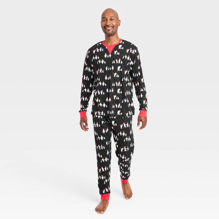 Men's Holiday Penguins Print Matching Family Pajama Set - Wondershop™ Black | Target