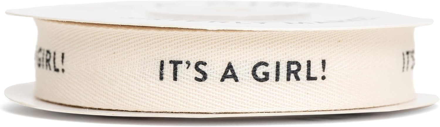 Custom Herringbone Cotton Ribbon, Natural 5/8 Inch Gift Ribbon with Its a Girl Printed Phrase, 10 Yards | Amazon (US)