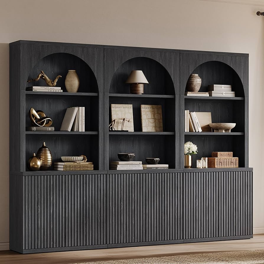 SICOTAS Book Shelf 78" Tall Arched Cabinet Modern Bookshelf Bookcase Large Bookcase with Doors St... | Amazon (US)