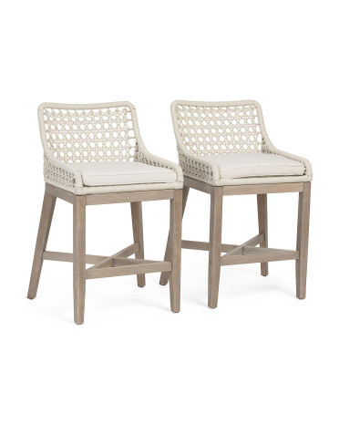 Set Of 2 37.5in Indoor Outdoor Cane Weave Rope Counter Stools | Chairs & Seating | Marshalls | Marshalls