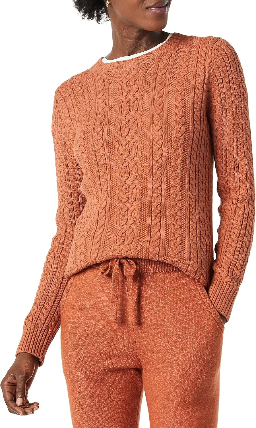 Amazon Essentials Women's Fisherman Cable Long-Sleeve Crewneck Sweater | Amazon (US)