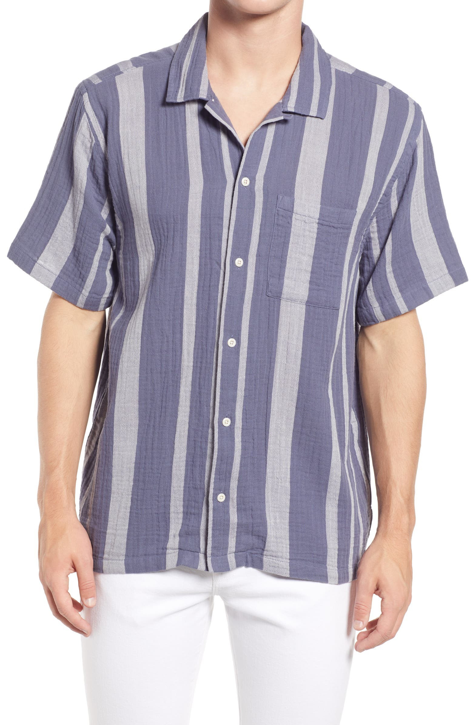 Emery Stripe Easy Short Sleeve Camp Shirt | Nordstrom