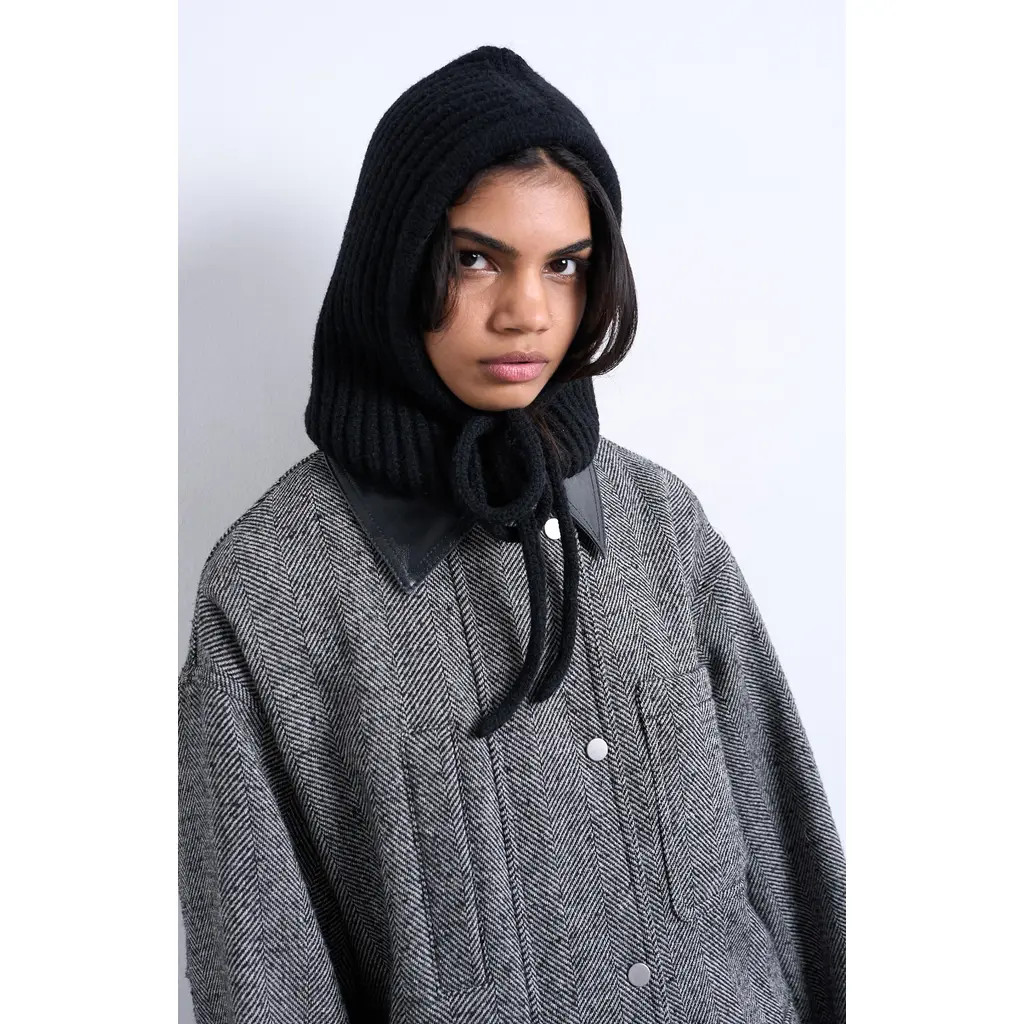 Topshop Hero Rib Balaclava in Black at Nordstrom | Nordstrom