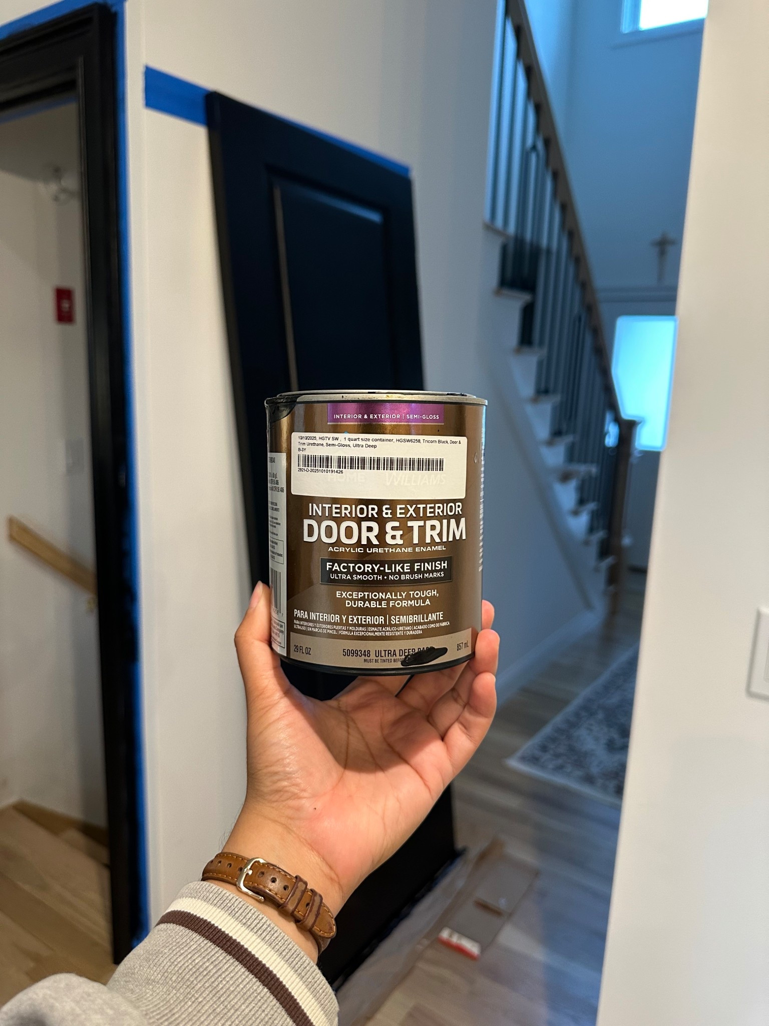 I’m trying something new and painting some of the doors in my home BLACK 🖤 I’m still in the middle of this project and I’m already OBSESSED! I ended up using this enamel paint from Lowe’s and wow! Final reveal coming soon! #HomeDecor #HomeDIY 

#LTKHome