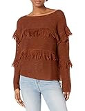 Lucky Brand Women's Fringe Pullover Sweater, Dark Camel, XS | Amazon (US)