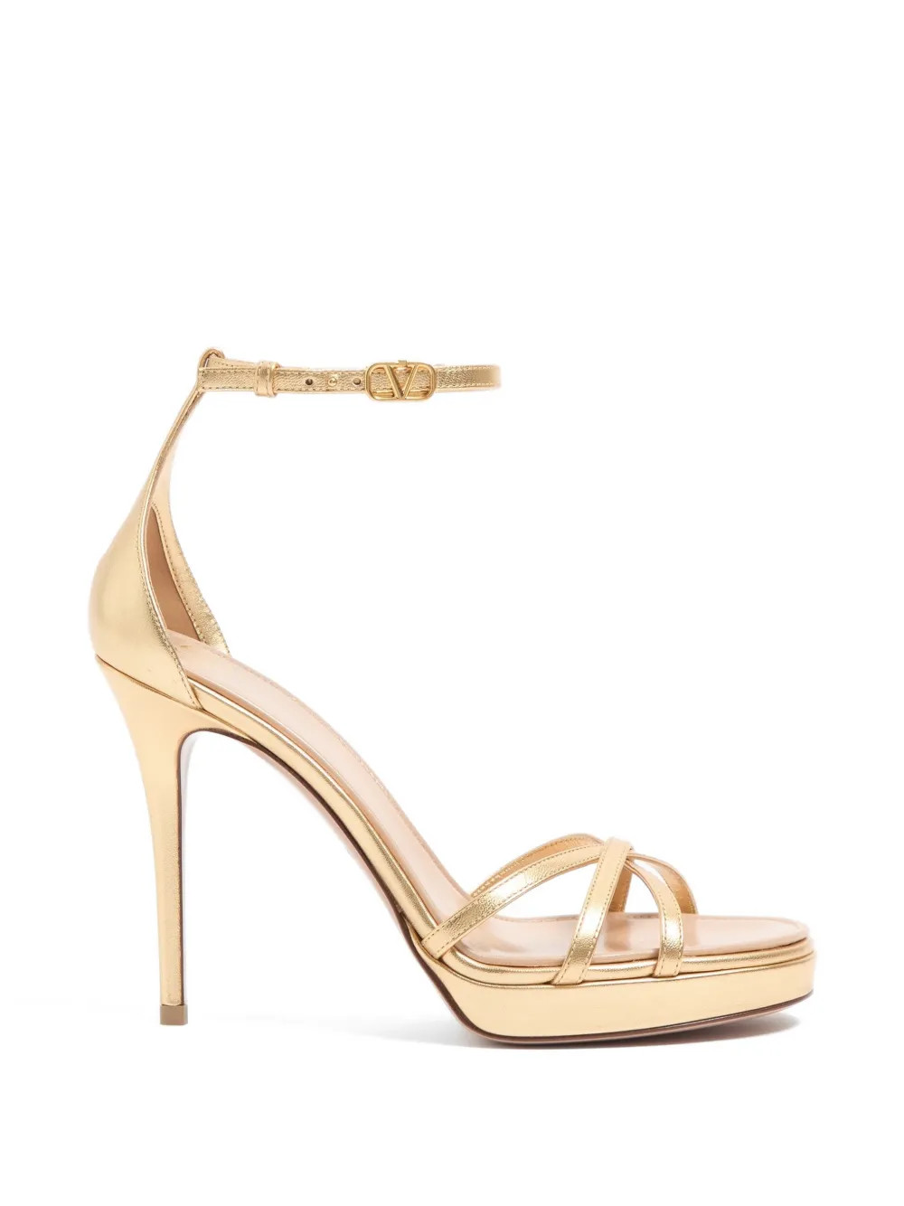 Valentino Garavani Eveninglam Platform Sandals In Laminated Nappa 120mm | Oro | FARFETCH IT | Farfetch Global