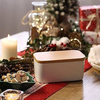 Sweese 303.101 Large Butter Dish - Airtight Butter Keeper Holds Up to 2 Sticks of Butter - Porcel... | Amazon (US)