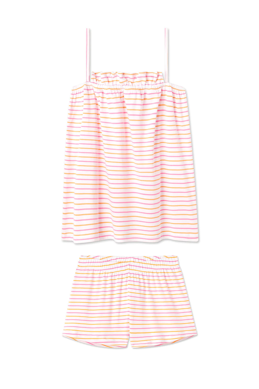 Pima Ruffle Shorts Set in Sherbet Stripe | Lake Pajamas