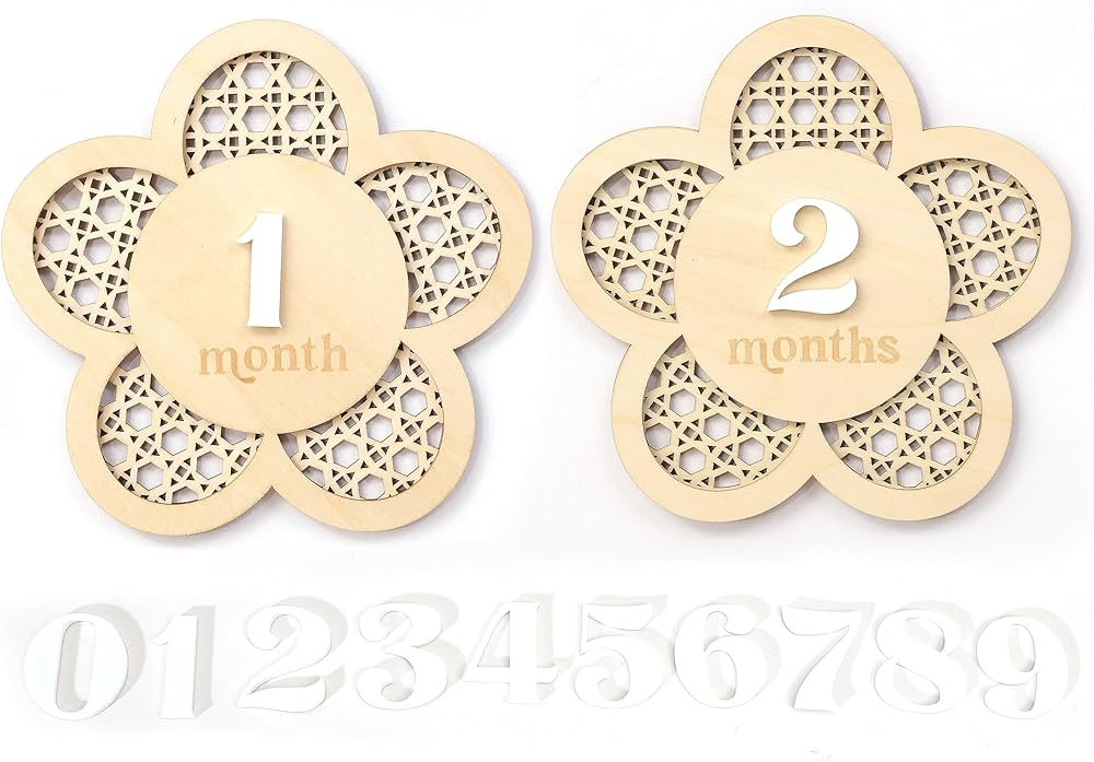 Wooden Flower Lattice Milestone Cards - Monthly Milestone for Baby Photos,Interchangeable Milesto... | Amazon (US)