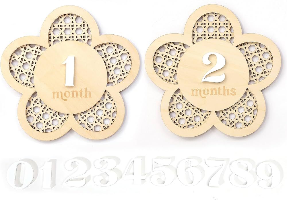 Wooden Flower Lattice Milestone Cards - Monthly Milestone for Baby Photos,Interchangeable Milesto... | Amazon (US)