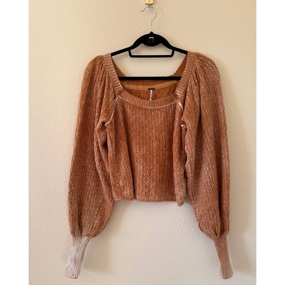 Free People Olivia Puff Sleeve Distressed Pullover Sweater Size XS Bohemian | Poshmark