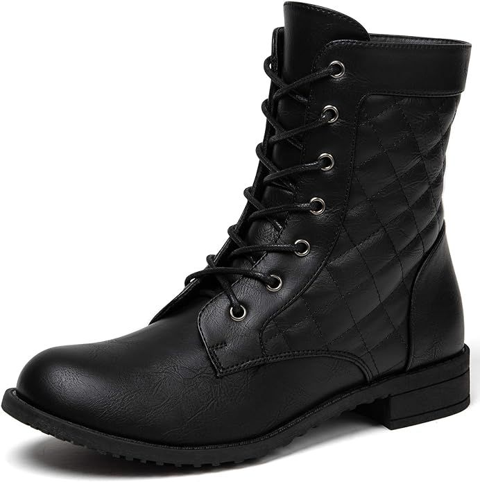 katliu Women's Military Combat Boots Lace Up Ankle Boots | Amazon (US)