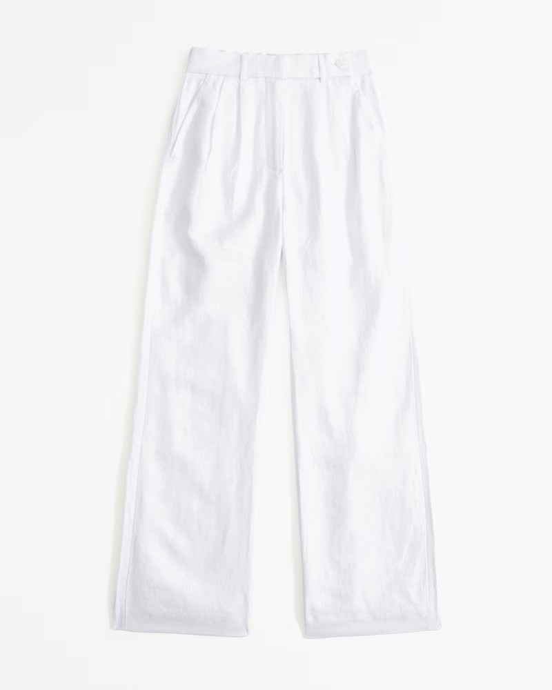 Women's A&F Sloane Tailored Premium Linen Pant | Women's Bottoms | Abercrombie.com | Abercrombie & Fitch (US)