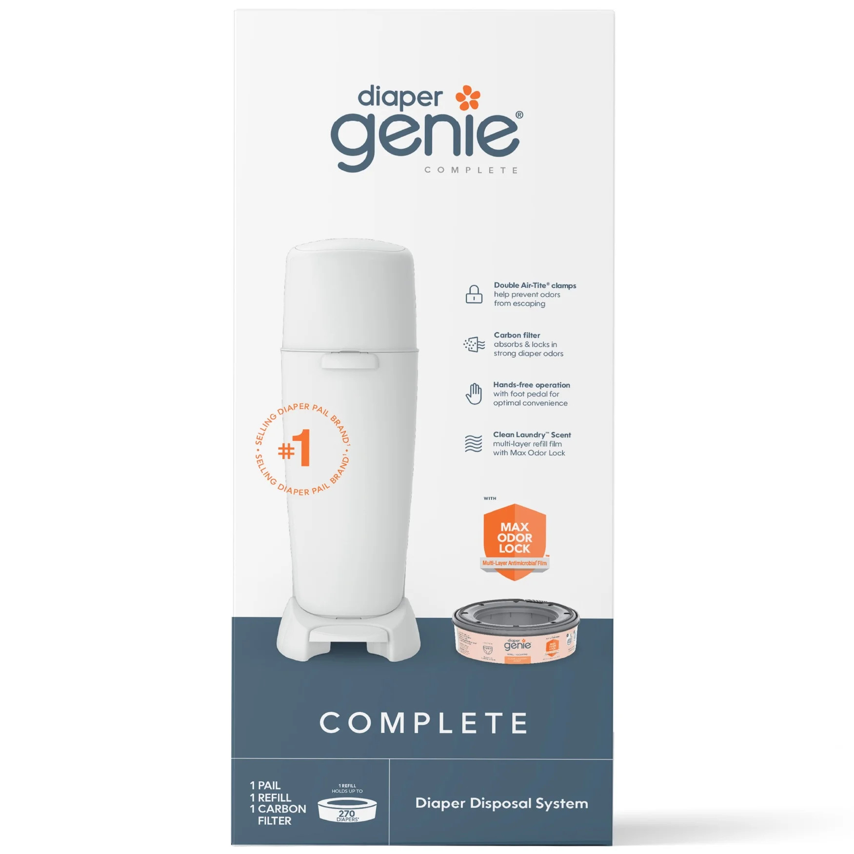 Diaper Genie Complete White Diaper Pail with 1 Refill | Walmart (US)
