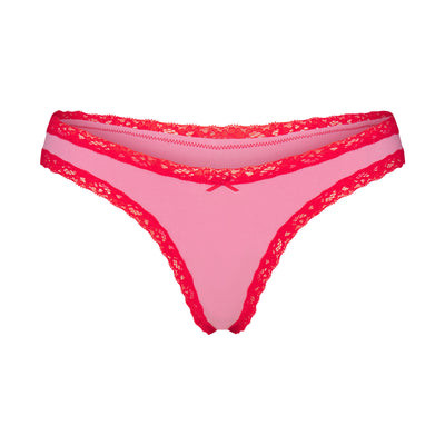 SKIMS Lace Thong | Red | Small | Lightweight Cotton | SKIMS (US)