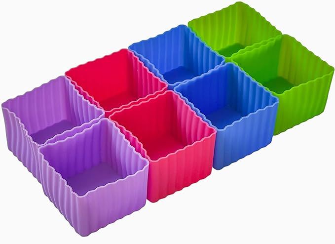 Yumbox Silicone Bento Lunch Box Accessories and Baking Cups Set of 8 Multicolor Mini Cubes (2 x 2... | Amazon (US)