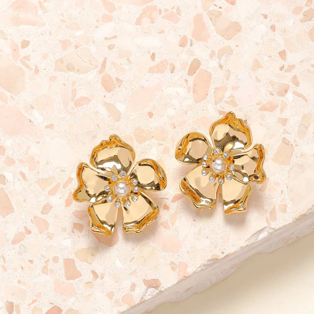 Elodie Flora Stud Earrings Gold | Mignonne Gavigan