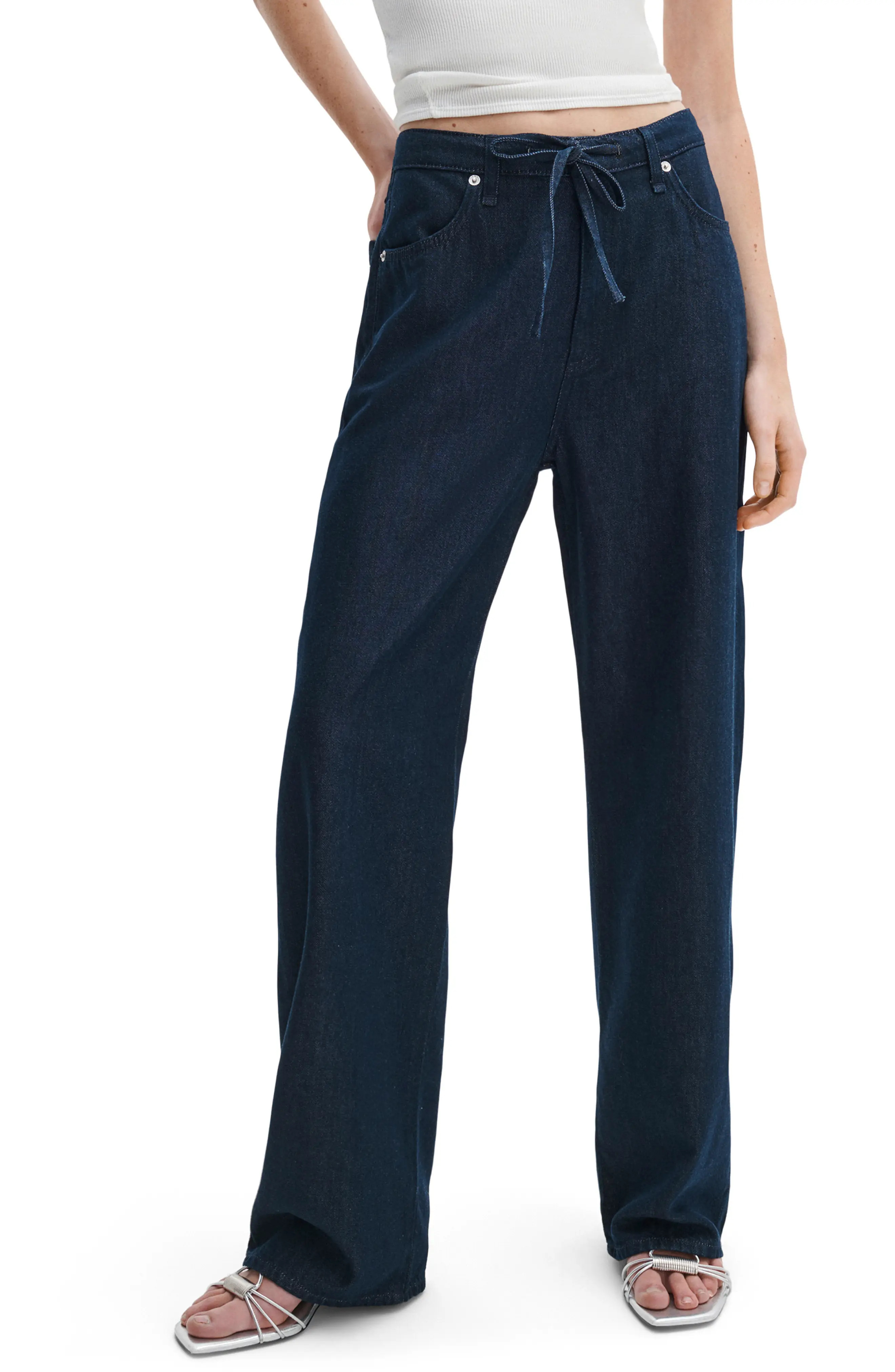rag & bone Featherweight Phoebe Drawstring Wide Leg Jeans in Dusk Rinse at Nordstrom, Size X-Large | Nordstrom