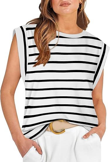 WIHOLL Cap Sleeve Tops for Women Summer Top Basic Tee Shirts Casual Tank Loose Fit 2025 Fashion | Amazon (US)