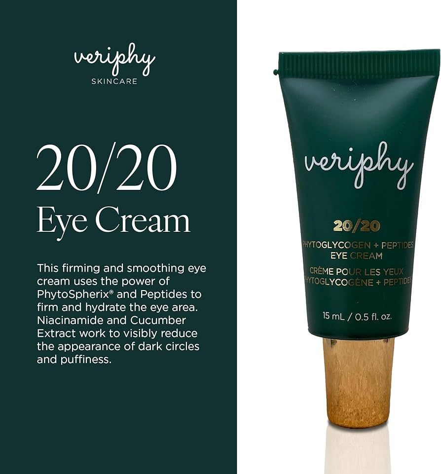 Veriphy 20/20 Eye Cream for Dark Circles and Puffiness | Vegan | Clean | Natural | Cruelty-free | Anti-Aging | Eye Cream for Wrinkles | Women in STEM | Amazon (US)
