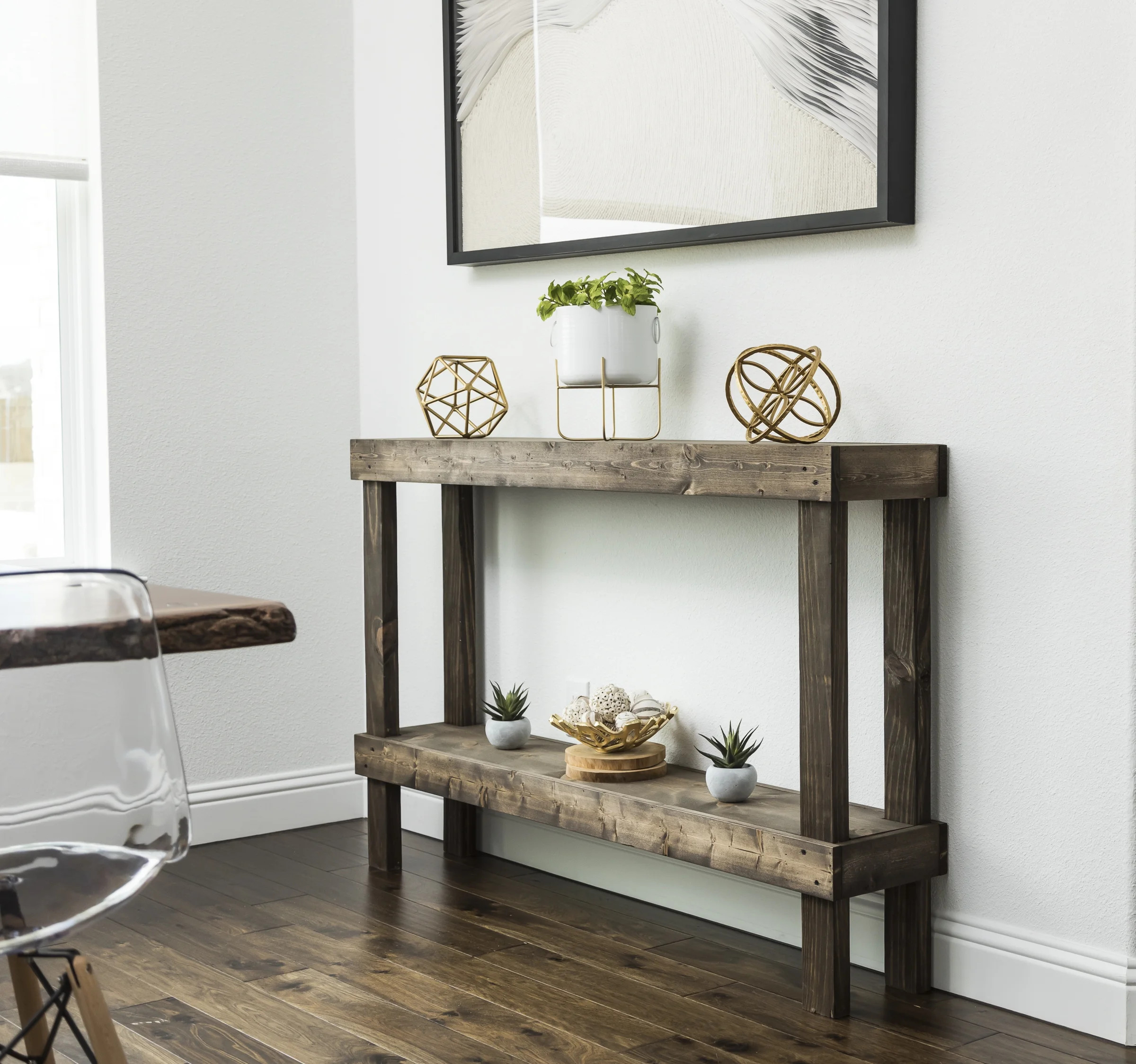 Woven Paths Large Rustic Luxe Wooden Sofa Table, Dark Walnut | Walmart (US)