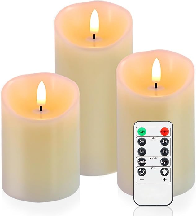 Flameless Candles Battery Operated with Remote Timer, 3D Flame Flickering, Last 500+ Hours Batter... | Amazon (US)