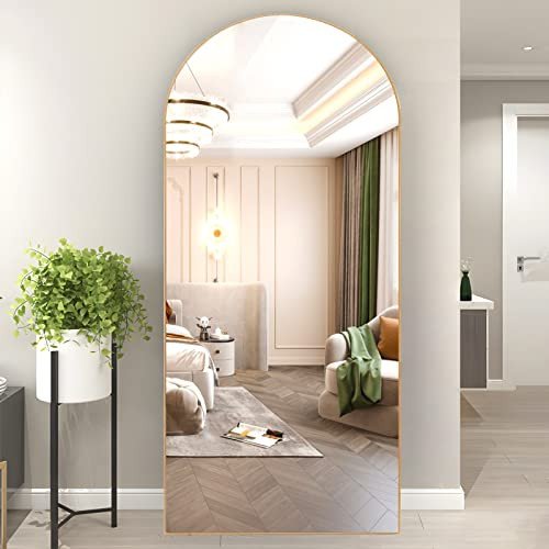 NEUWEABY Arched Floor Mirror 65"x24" Gold Arch Full Length Mirror with Stand Large Wall Mirror Full Body Mirror Standing Hanging or Leaning Against Wall for Bedroom Entry, Bedroom, Living Room | Amazon (US)