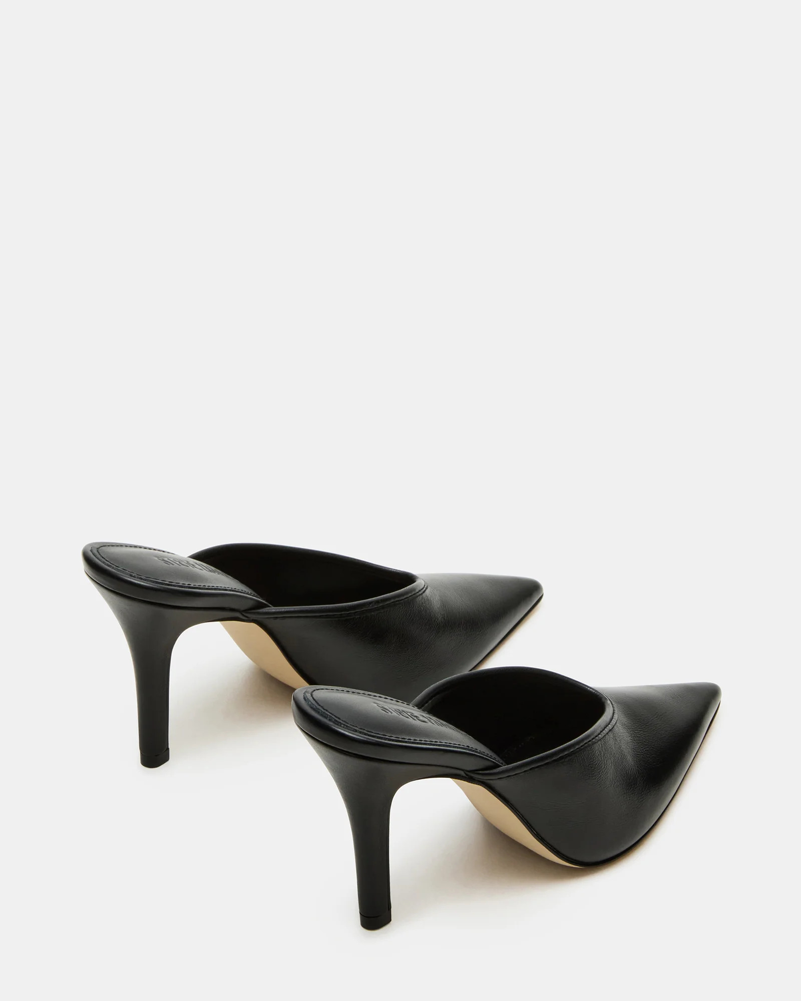 LITA Black Leather Pointed-Toe Mule Pump Women's Heel | Steve Madden (US)