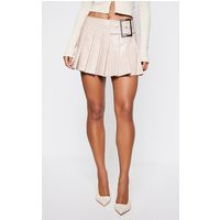 Stone Faux Leather Belt Pleated Mini Skirt | PrettyLittleThing US
