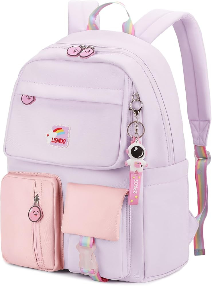 Kids Backpacks for Girls Backpack School Bookbag for Teenage Cute Book Bag Send Pendant (Purple) | Amazon (US)