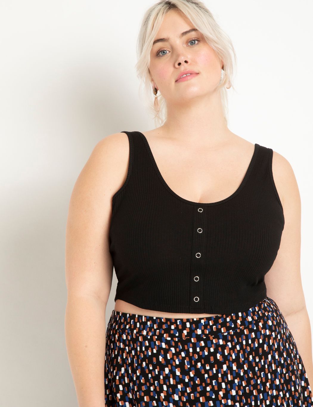 Crop Tank with Buttons | Eloquii