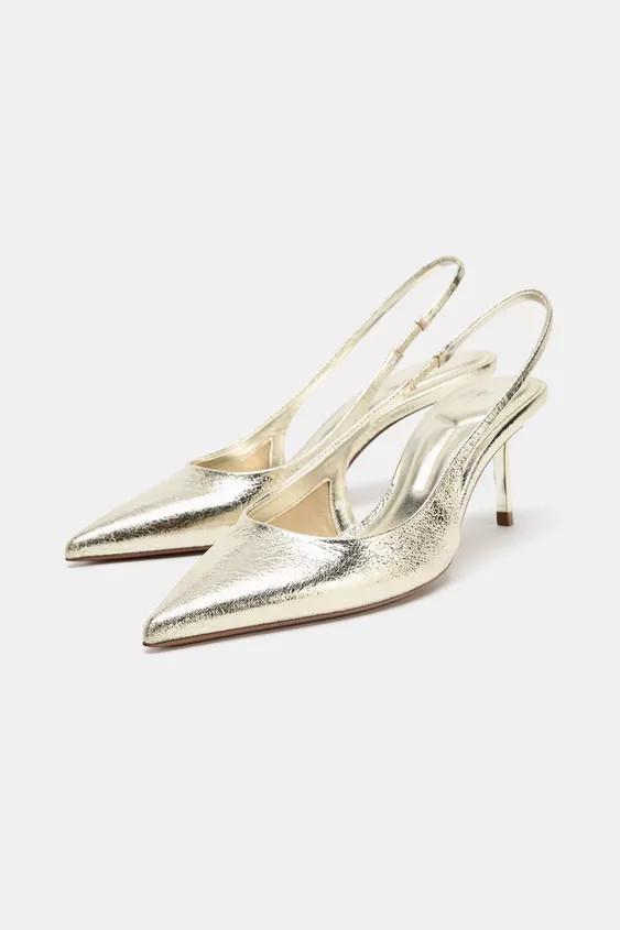 METALLIC-EFFECT SLINGBACK HEELS | Zara UK