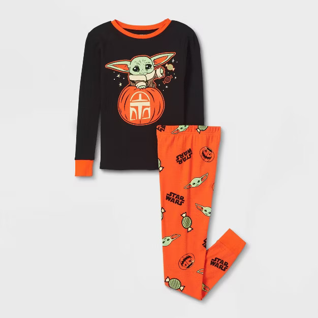 Boys' Star Wars: The Mandalorian The Child Halloween 2pc Snug Fit Pajama Set - Black | Target