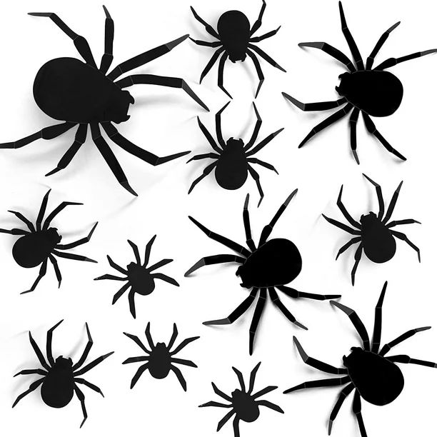 Huryfox 70pcs Halloween Decorations 3D Spider Stickers  Home Party Supplies Plastic Spider Wall D... | Walmart (US)