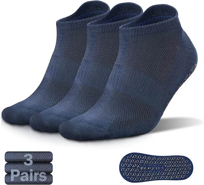 NEWZILL 3 Pairs Non Slip Yoga Socks With Grips for Women & Men, Unisex Anti Skid Socks for Pilate... | Amazon (US)