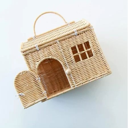 Rattan House Shaped Basket Wicker Small Dollhouse Gift for Girls Boho Toys Mouse in a Box House Litt | Walmart (US)