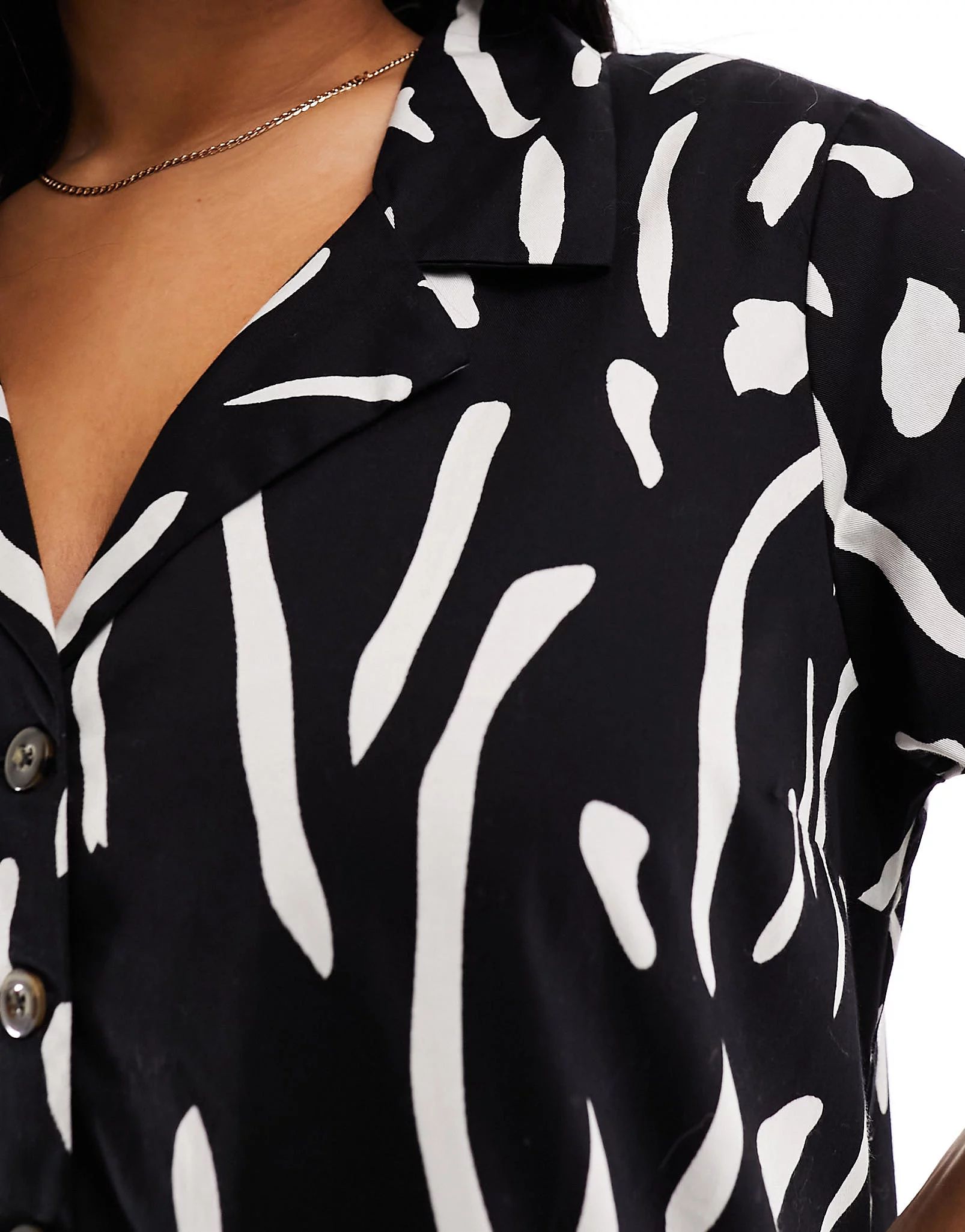 ASOS DESIGN Curve twill collared button midi smock dress in mono blur print | ASOS | ASOS (Global)