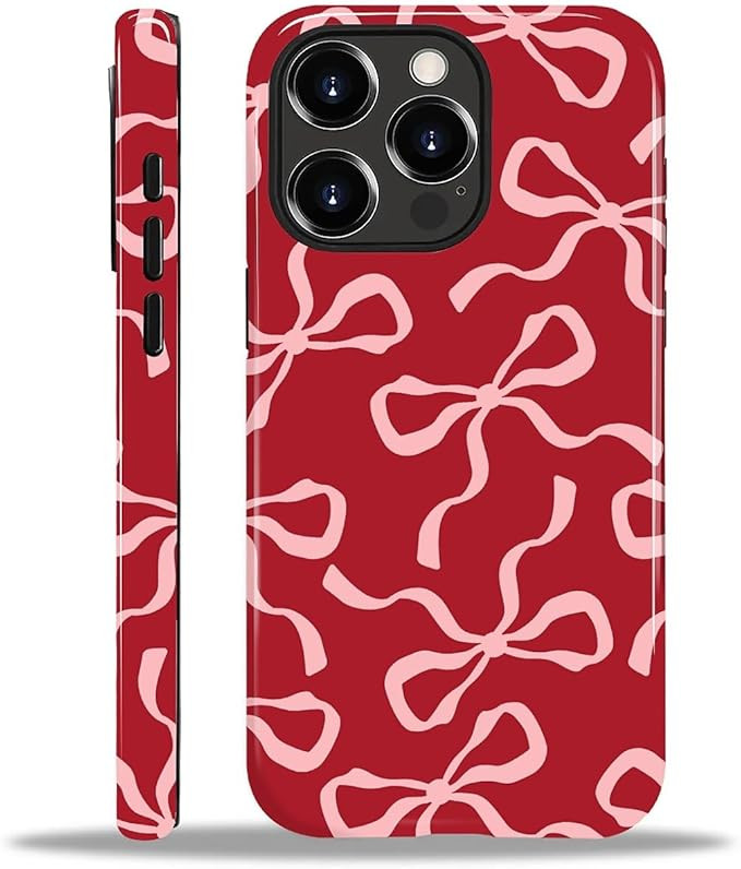 for iPhone 15 Pro Max Case,HL2 Aesthetic Red Bow Hybrid 2 Layer Hard Shell Silicone Protective Pa... | Amazon (US)