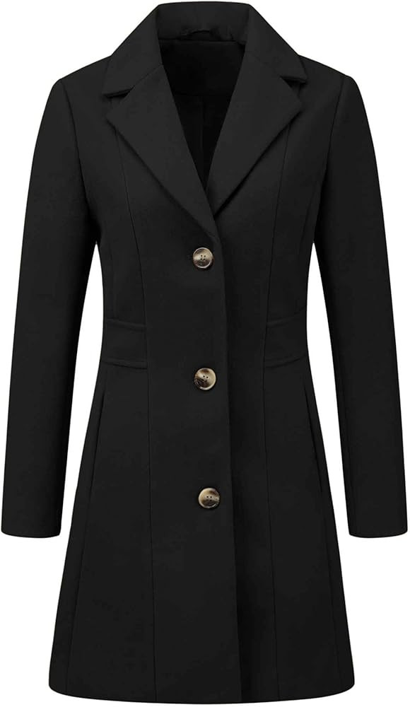Allegra K Women's Winter Pea Coat 2025 Fall Single Breasted Long Outerwear Trench Coats | Amazon (US)