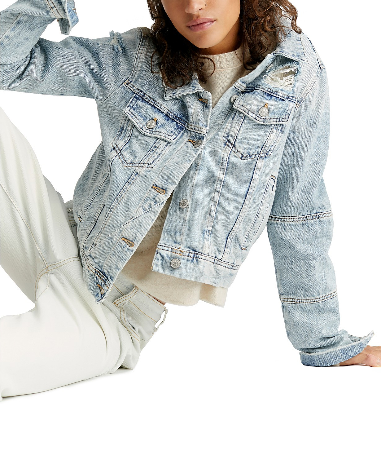 Free People Rumors Denim Jacket & Reviews - Jackets & Blazers - Women - Macy's | Macys (US)