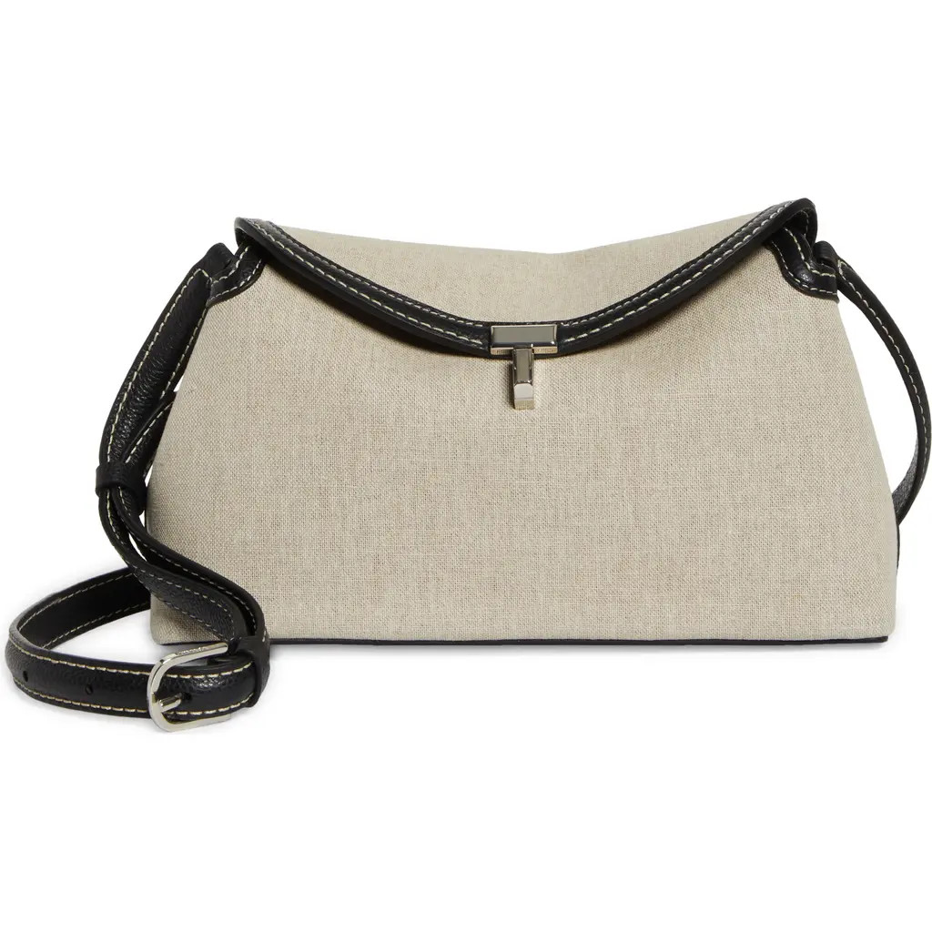 TOTEME T-Lock Canvas Clutch in Ecru/Black at Nordstrom | Nordstrom