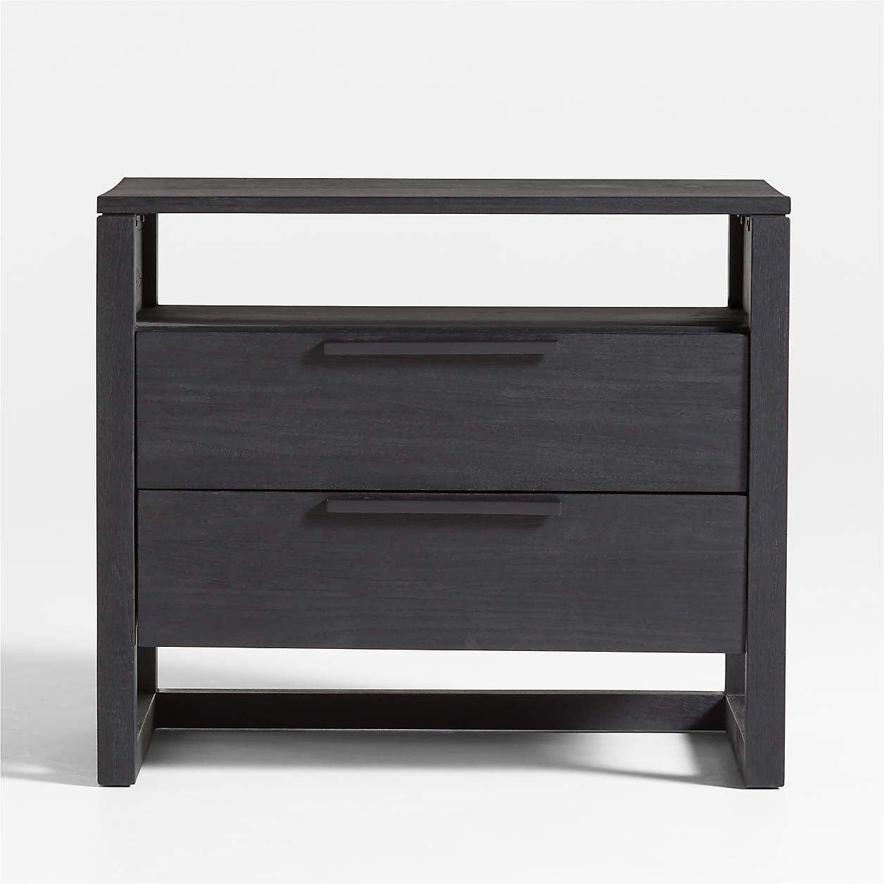 Linea 28" Black Teak Wood Charging Nightstand + Reviews | Crate & Barrel | Crate & Barrel