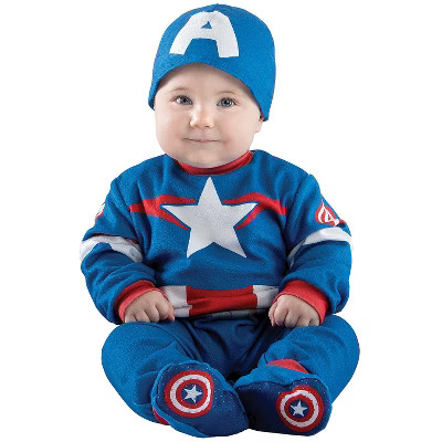 Jazwares Infant Boys' Captain America Costume - Size 0-6 Months - Blue | Target