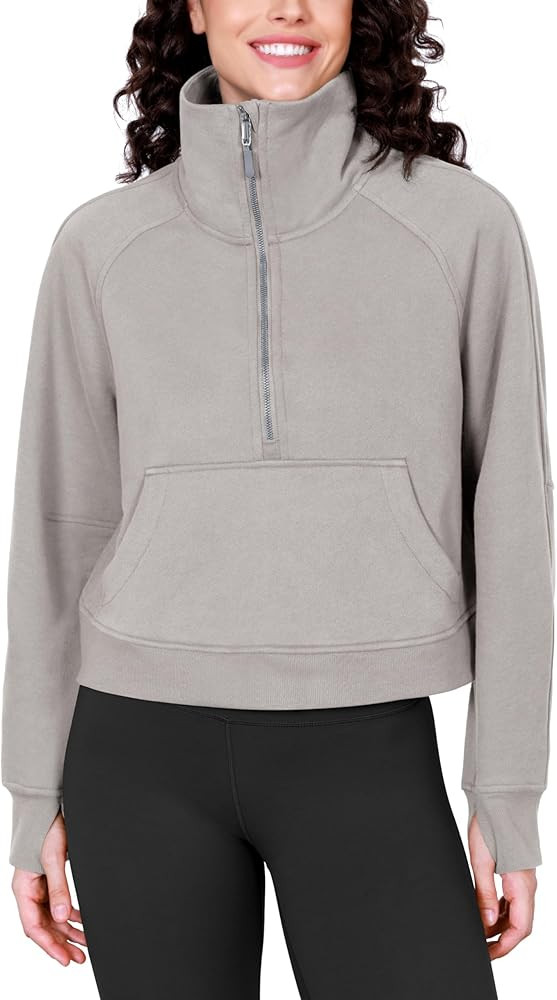 ODODOS Women's Hoodies Full/Half Zip Fleece Lined Sweatshirts Oversize Cropped Pullover with Pock... | Amazon (US)