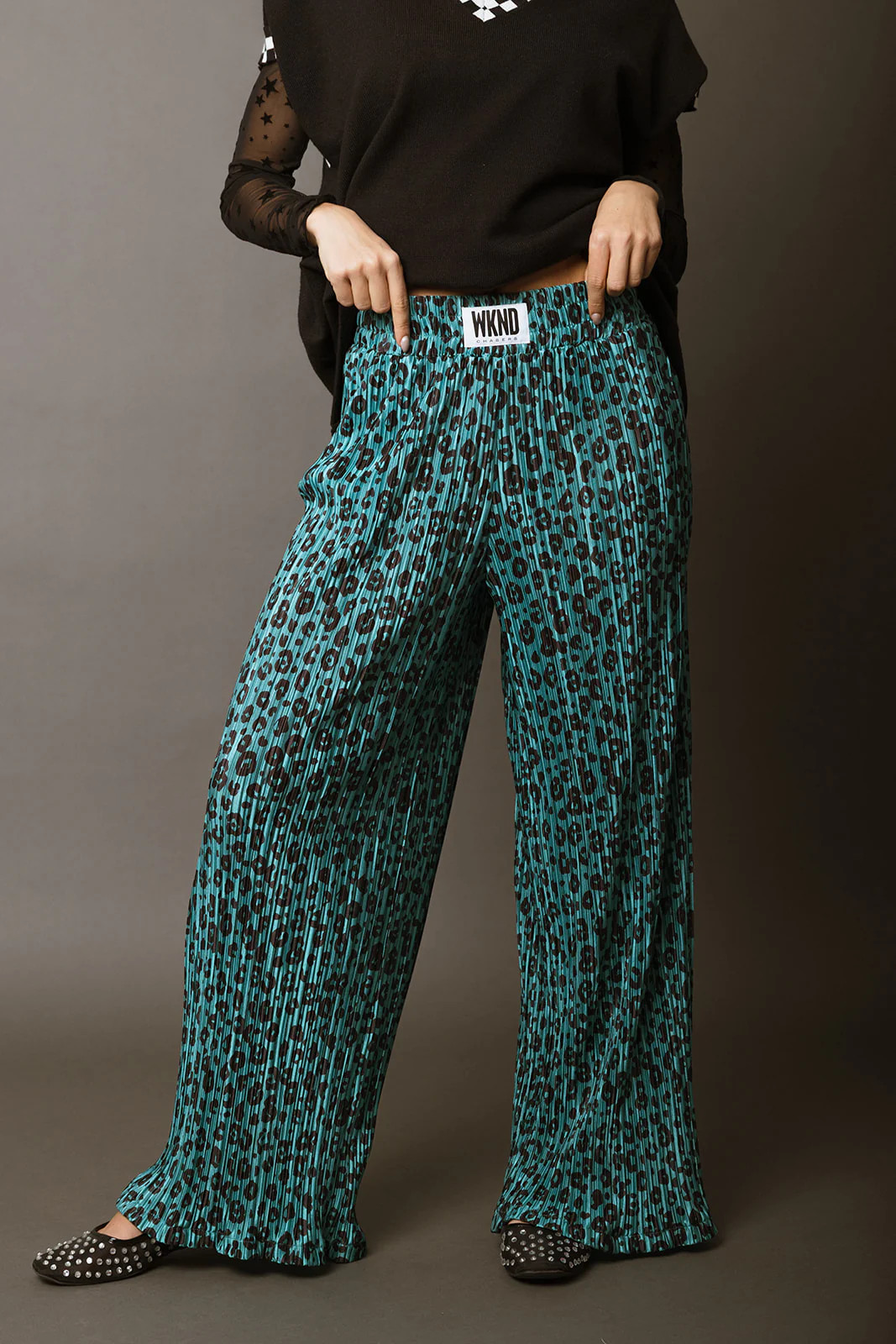 Leopard Plisse Pants - Jade | WKNDchasers