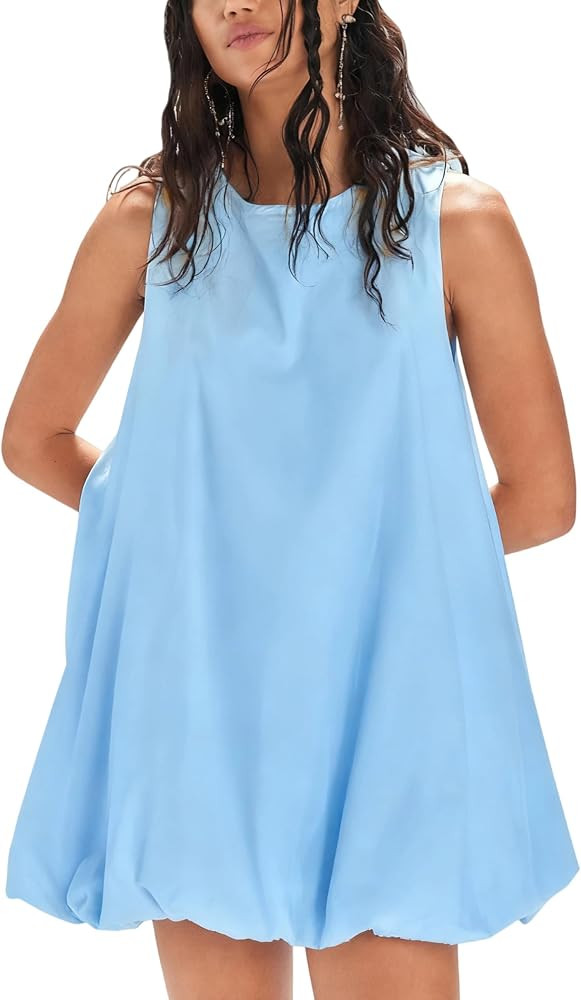 Majdan Womens Bubble Mini Dress Summer Sleeveless Short Dresses Lantern Tank Dresses Beach Sundre... | Amazon (US)