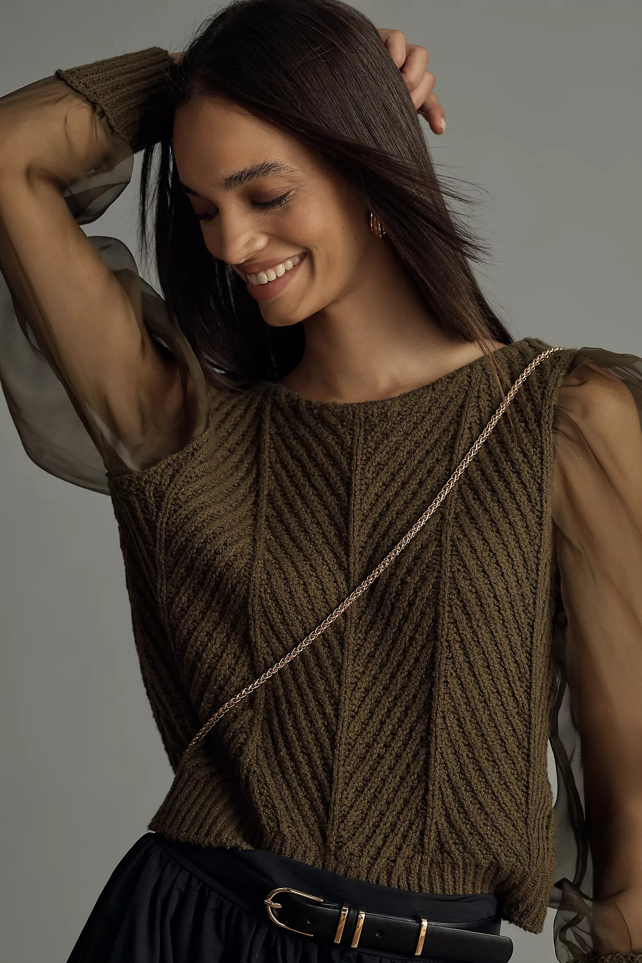 Maeve Cable Twofer Sweater Vest | Anthropologie (US)